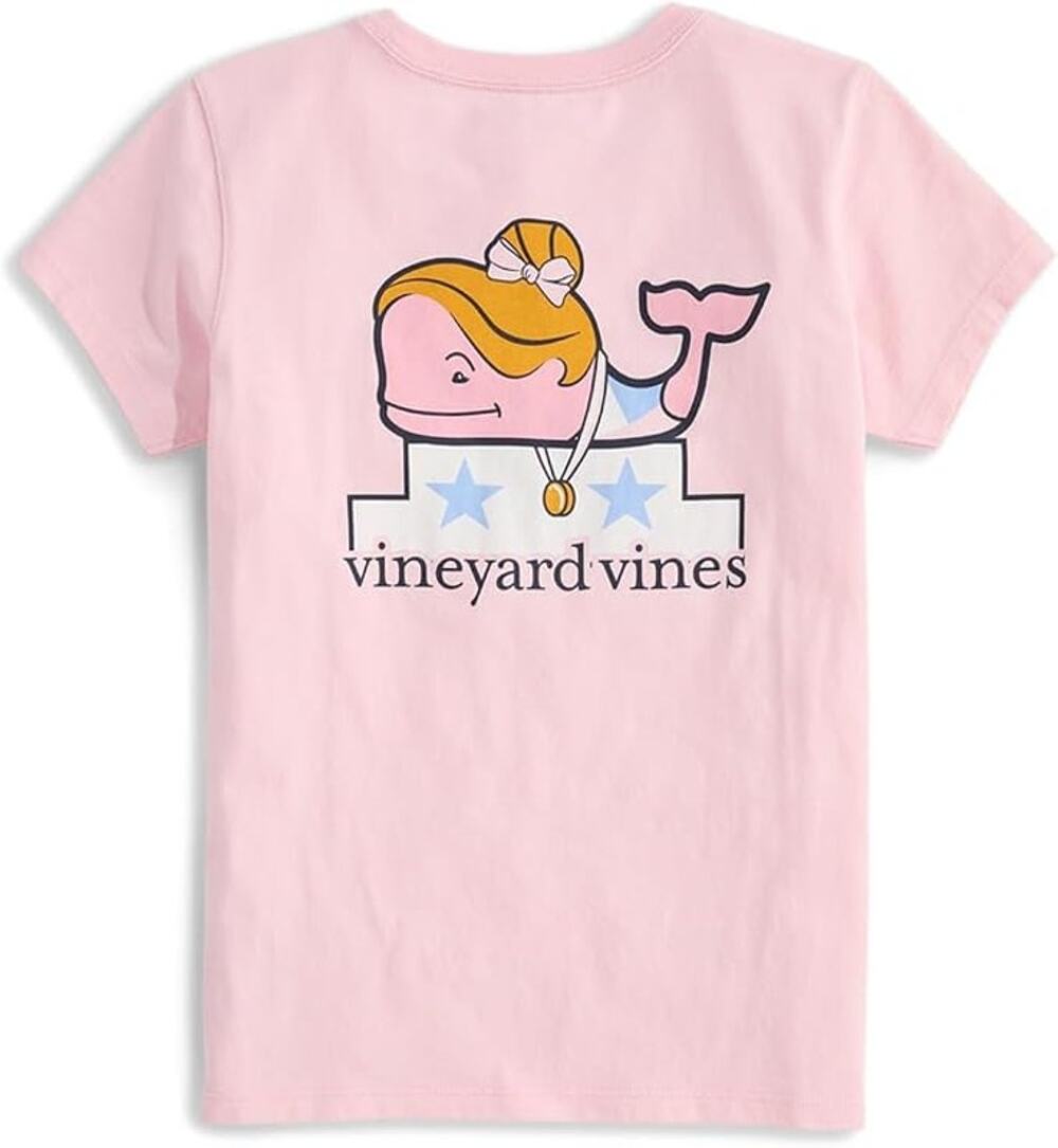 Vineyard Vines Girls Medium Flamingo Gymnastic Whale Short Sleeve T Shirt P5-8